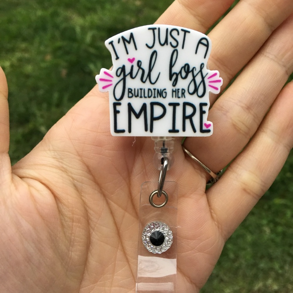 Girl Boss Retractable Badge Holder